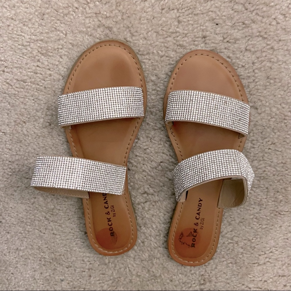 Two strap rhinestone sandal